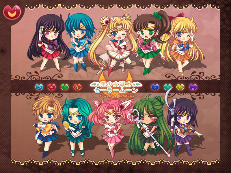 Chibi Anime Characters — Brown, Playful, Digital Art