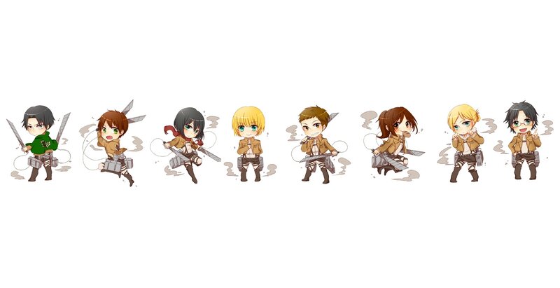 Chibi Anime Characters — Brown, Playful, Swords