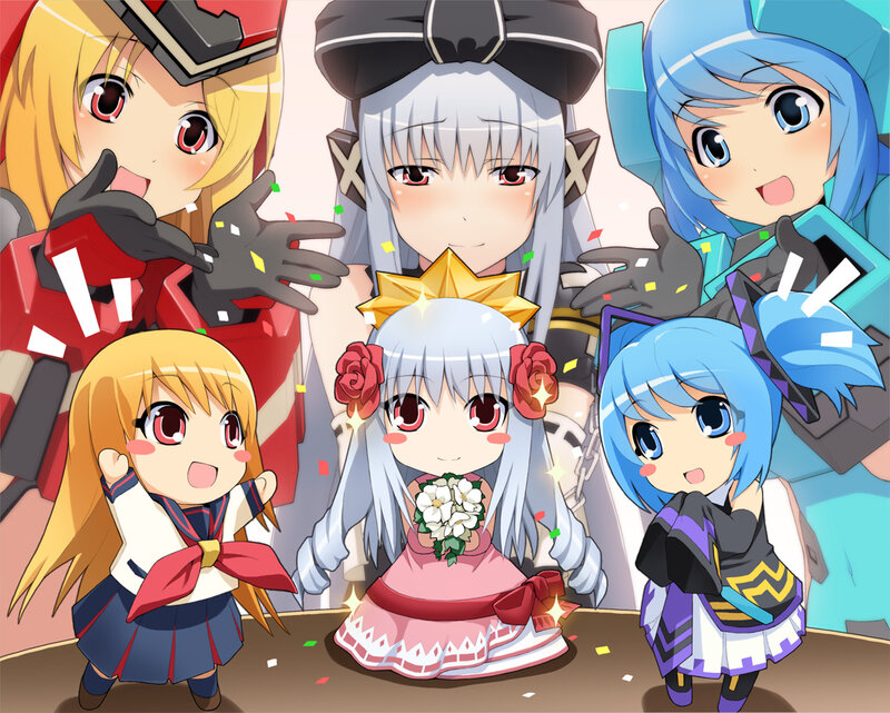 Chibi anime characters celebrating