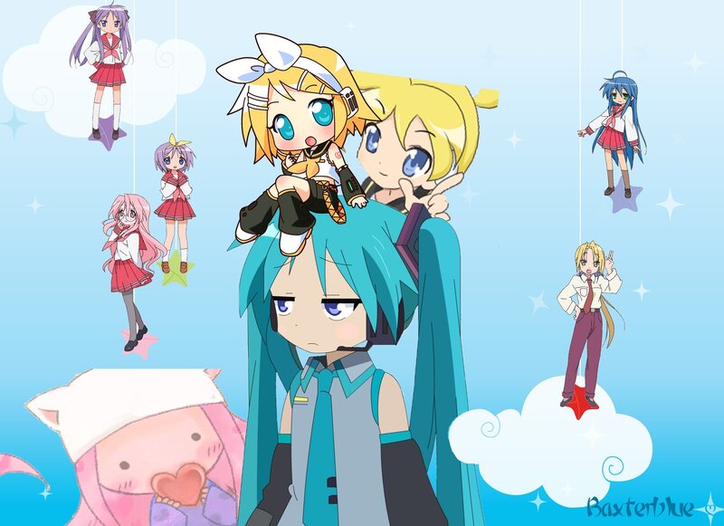 Chibi anime characters collage