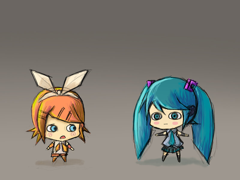 Chibi anime characters drawing