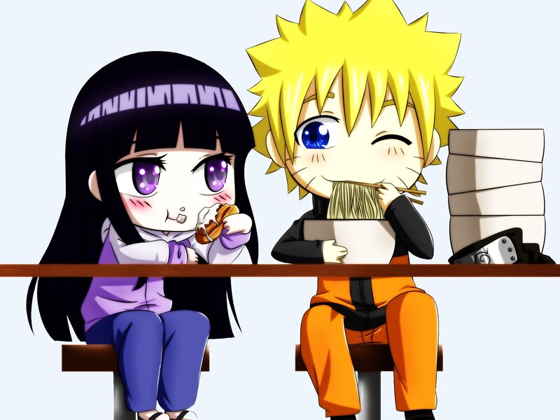Chibi Anime Characters Eating — Yellow