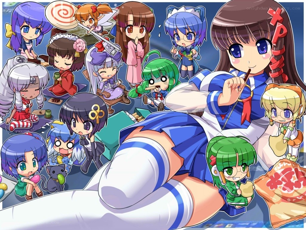 Chibi anime characters gathering