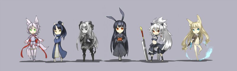 Chibi Anime Characters — Gray, Neutral