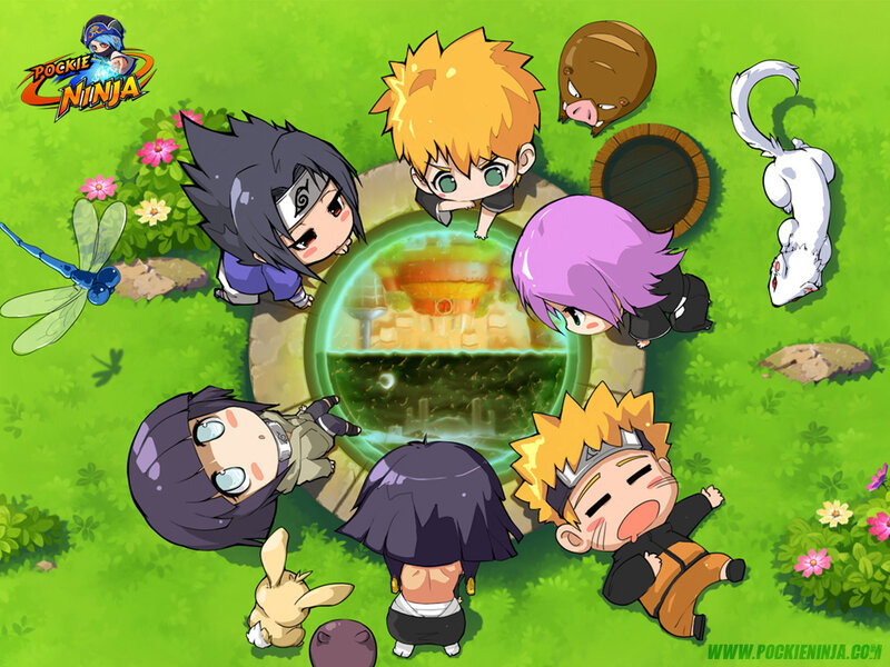 Chibi Anime Characters — Green, Playful, Afternoon, Digital Art