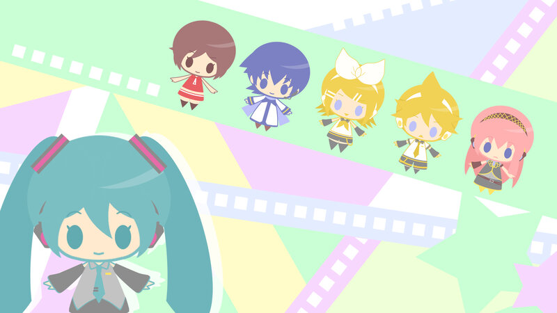 Chibi Anime Characters — Green, Playful, Digital Art, Film Strip