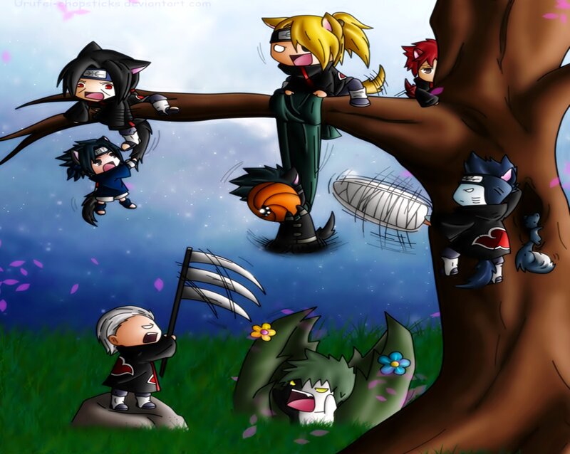 Chibi Anime Characters — Green, Playful, Spring