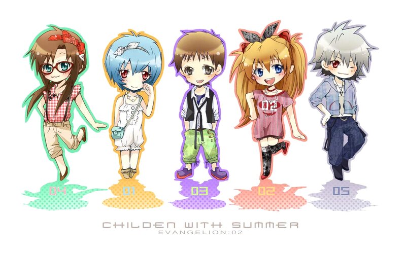 Chibi Anime Characters — Green, Playful, Summer