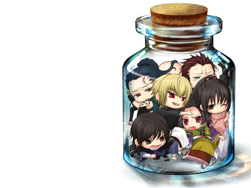 Chibi Anime Characters in a Bottle