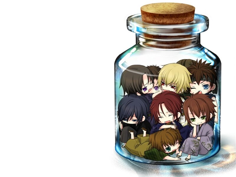 Chibi Anime Characters in a Jar — Blue