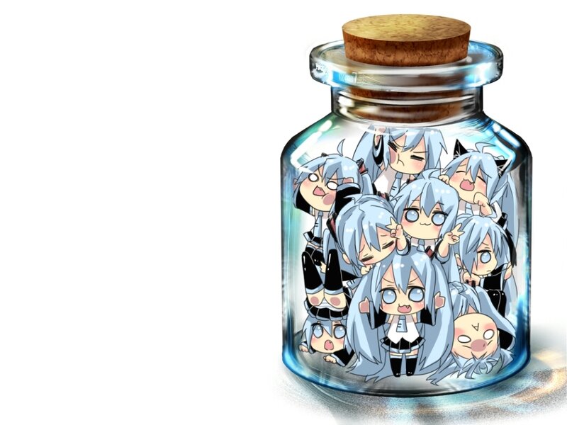 Chibi Anime Characters in a Jar
