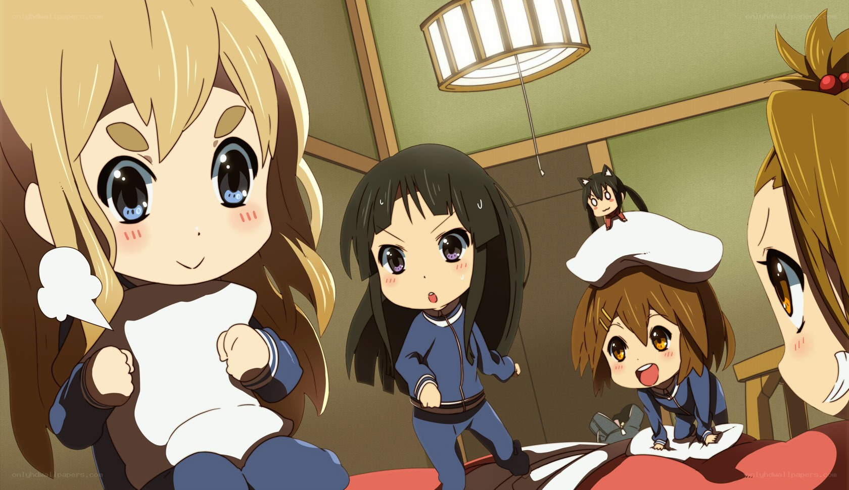 Chibi anime characters in a room