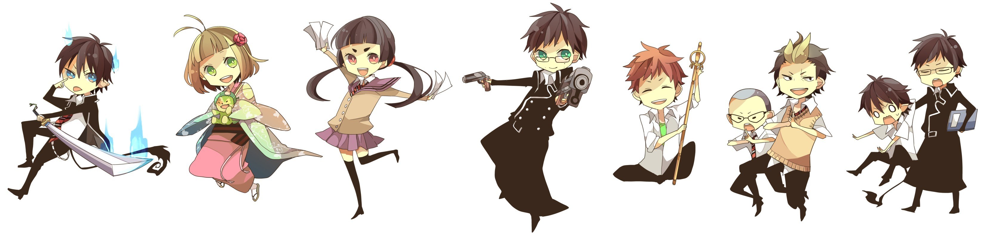 Chibi anime characters in action