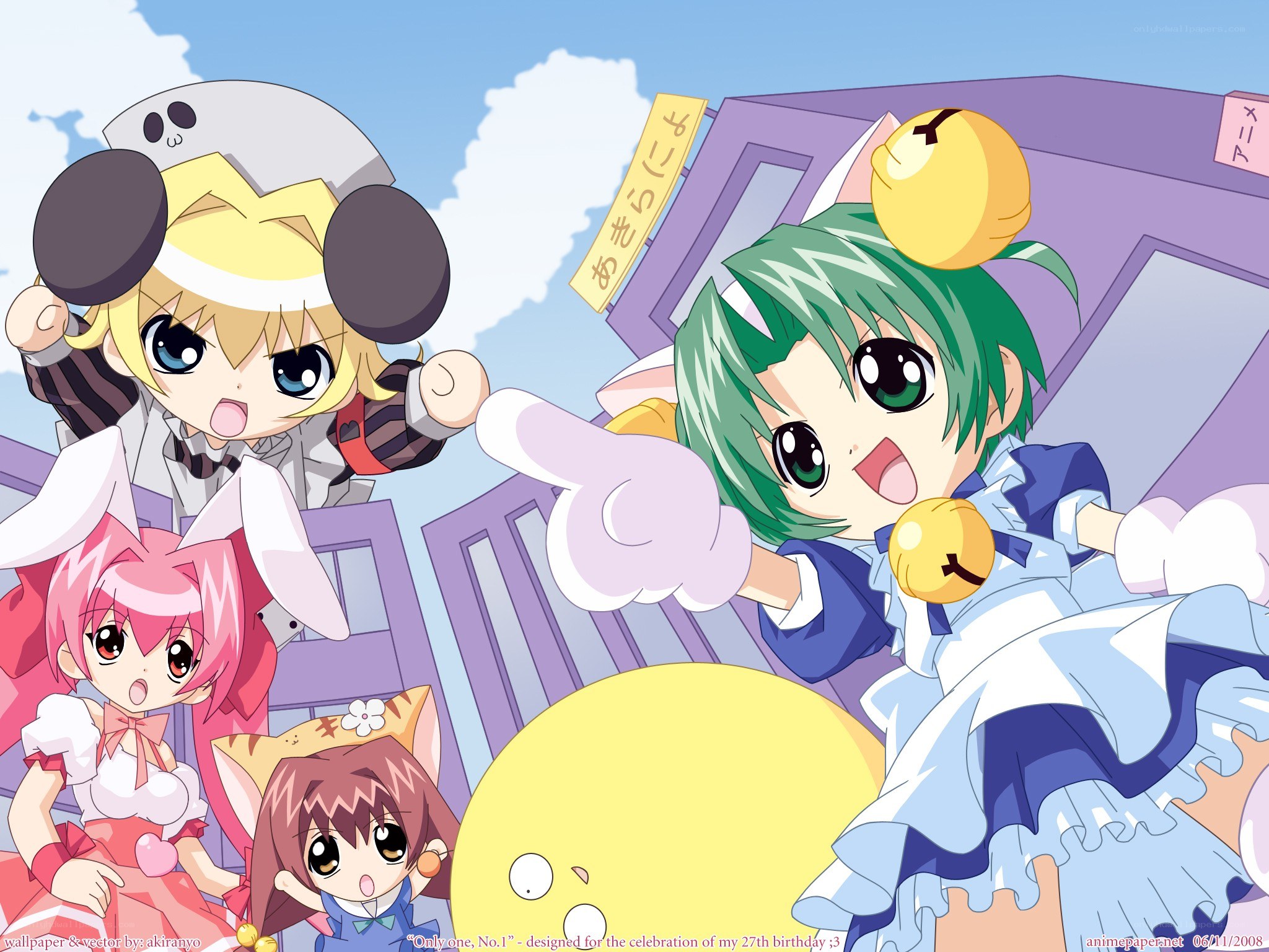 Chibi anime characters in costumes