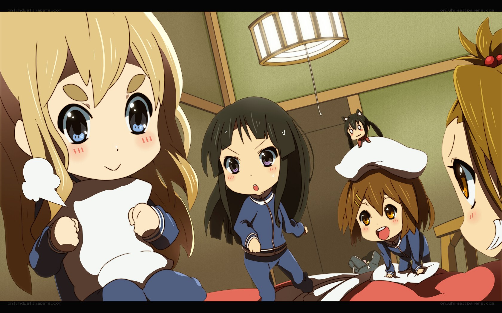 Chibi anime characters in room