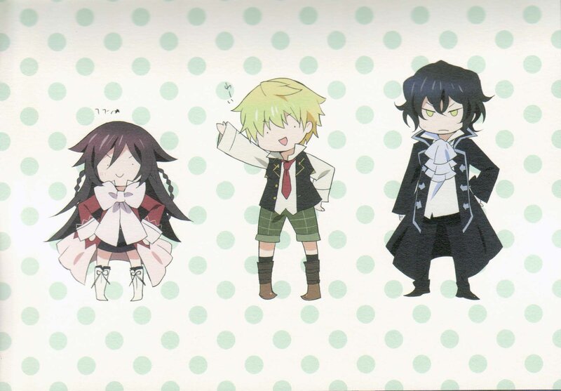 Chibi anime characters in school uniforms
