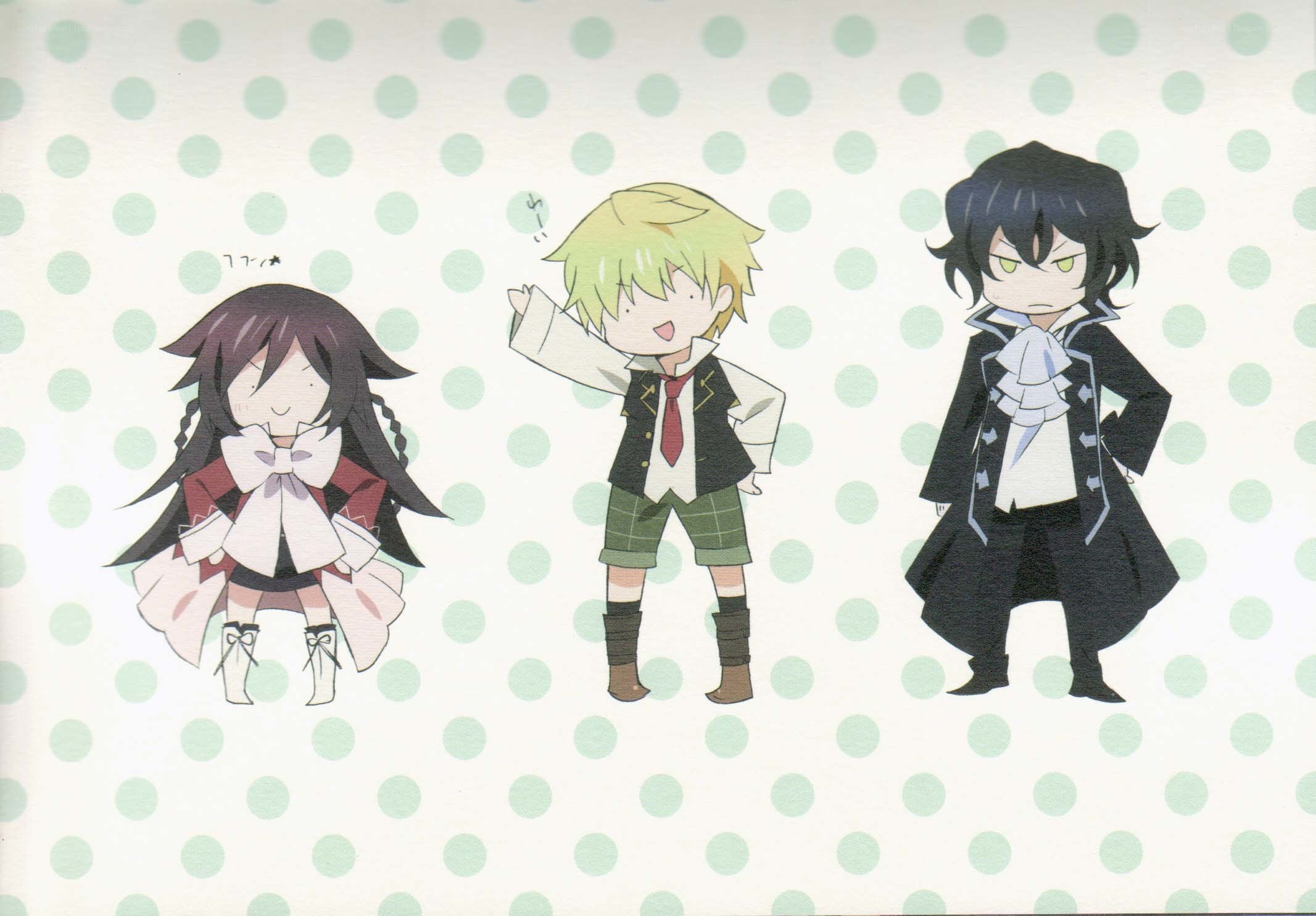 Chibi anime characters in school uniforms