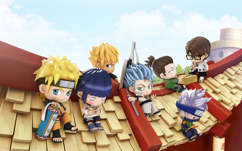 Chibi Anime Characters on Roof