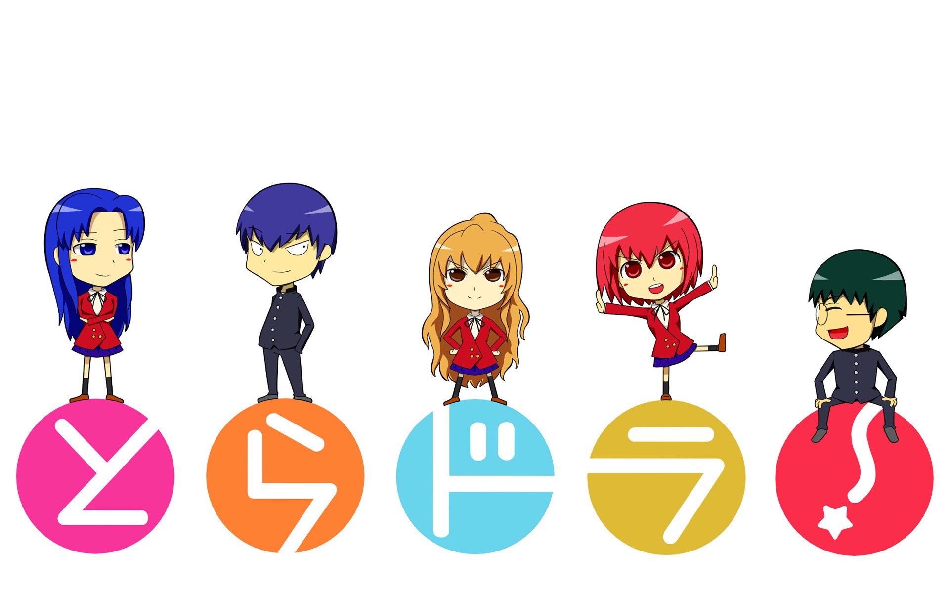 Chibi anime characters on symbols
