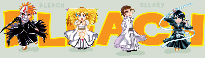 Chibi Anime Characters — Orange, Playful, Digital Art