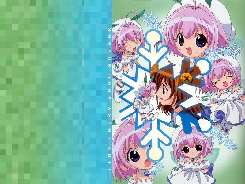 Chibi Anime Characters — Pink, Playful, Snowflakes