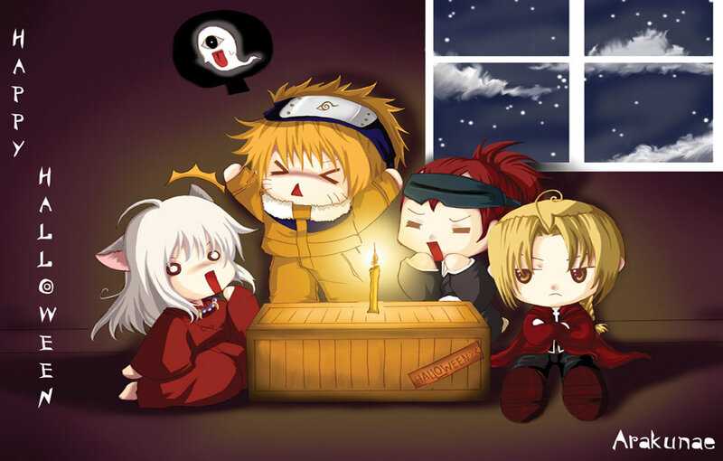Chibi Anime Characters — Purple, Festive