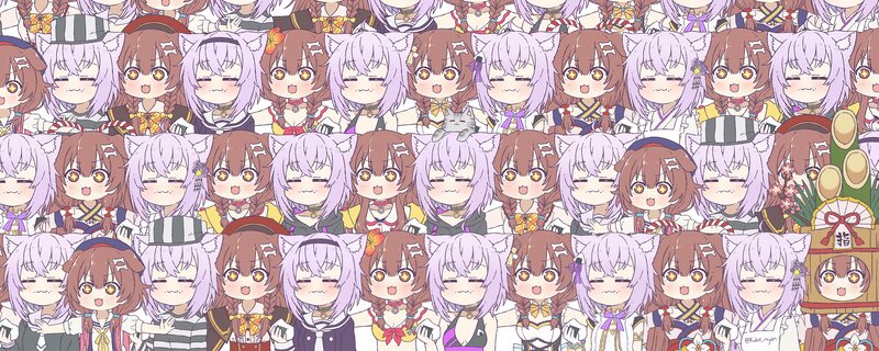 Chibi Anime Characters — Purple, Playful, Cat