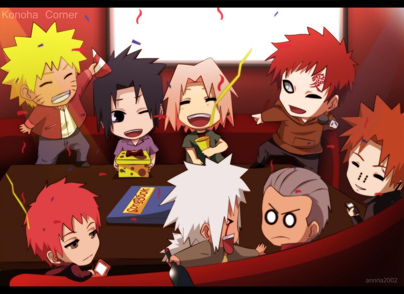 Chibi Anime Characters — Red, Celebratory