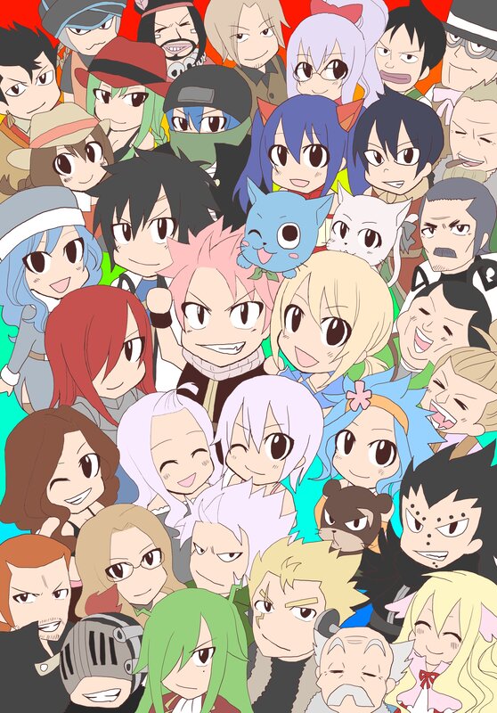 Chibi Anime Characters — Red, Cheerful