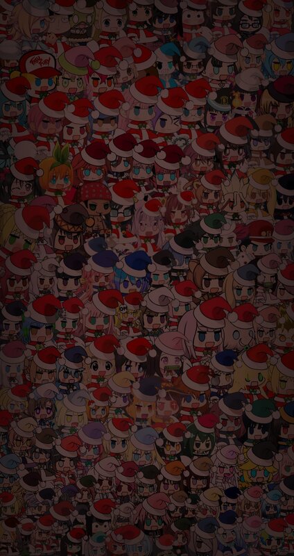 Chibi Anime Characters — Red, Festive, Digital Art