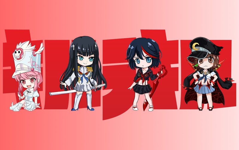 Chibi Anime Characters — Red, Playful, Digital Art, Swords