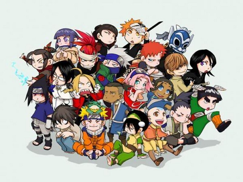Chibi Anime Characters — White, Playful, Digital Art, Group