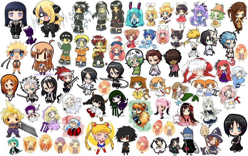Chibi Anime Characters — White, Playful, Digital Art