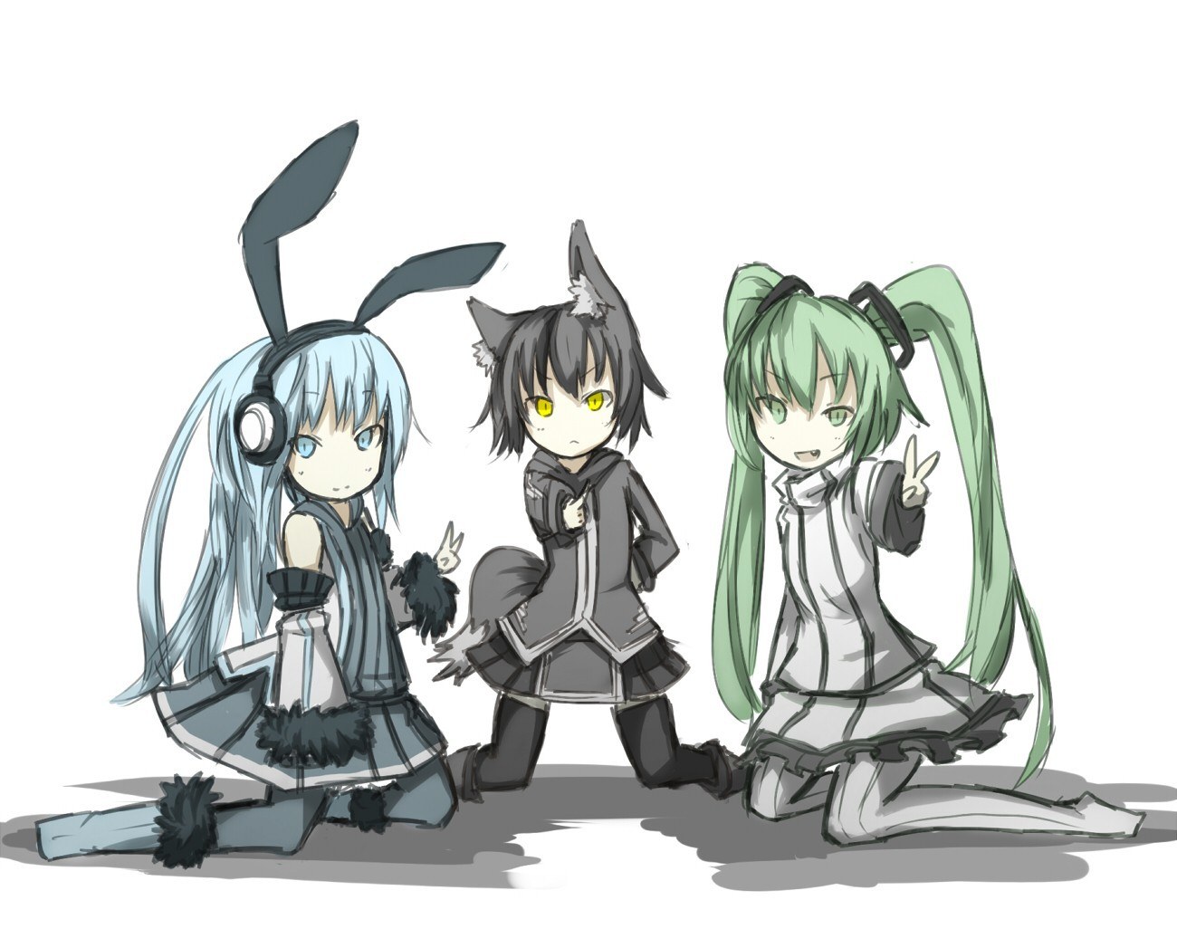 Chibi anime characters with animal ears