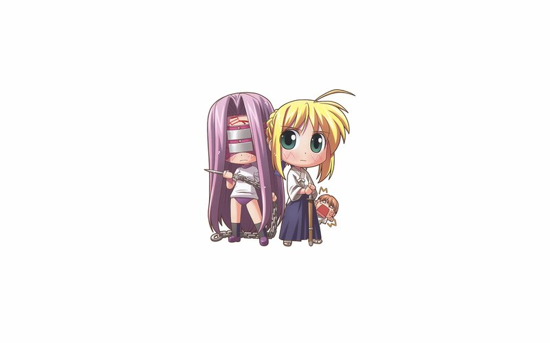 Chibi anime characters with weapons