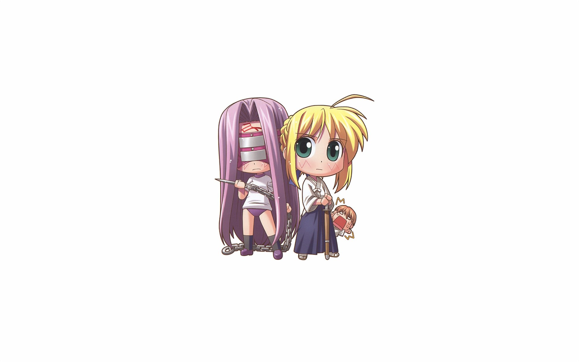 Chibi anime characters with weapons