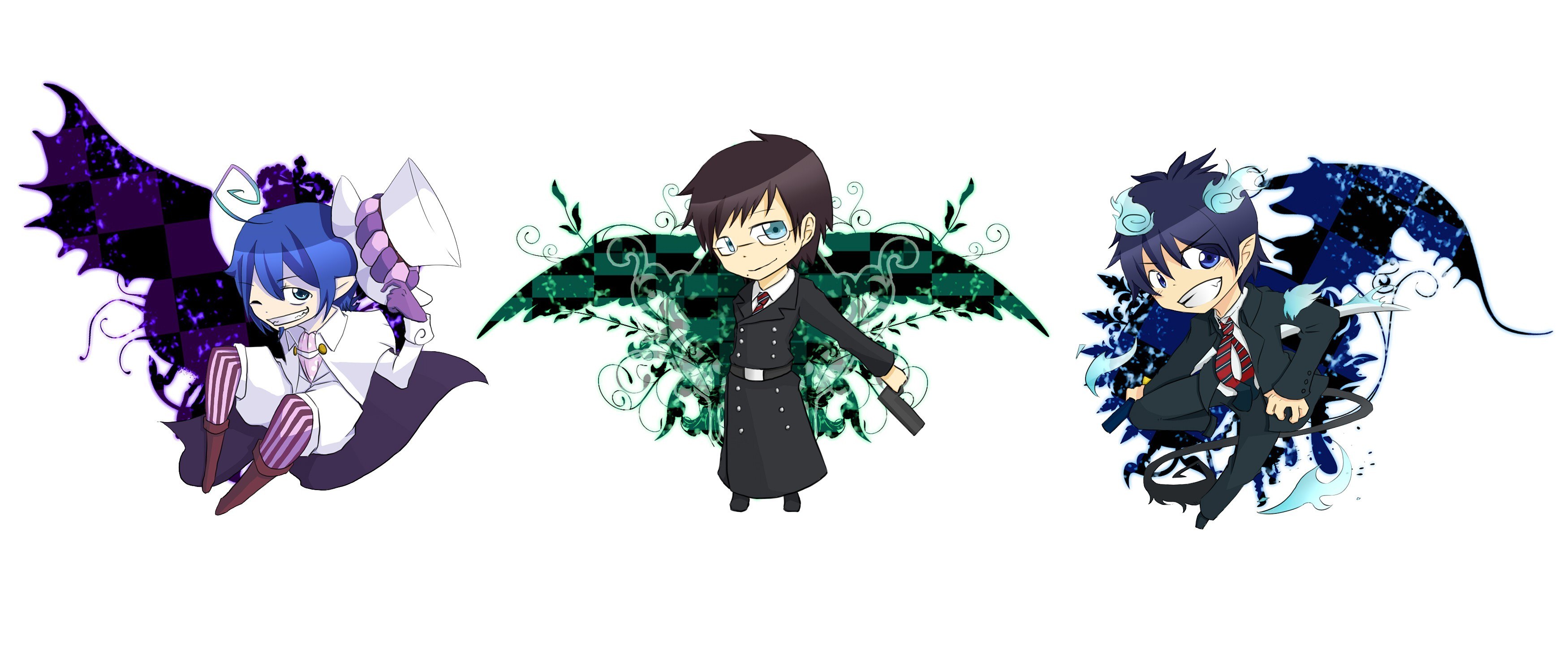 Chibi anime characters with wings