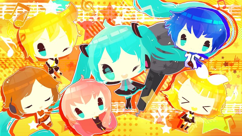 Chibi Anime Characters — Yellow, Cheerful, Digital Art