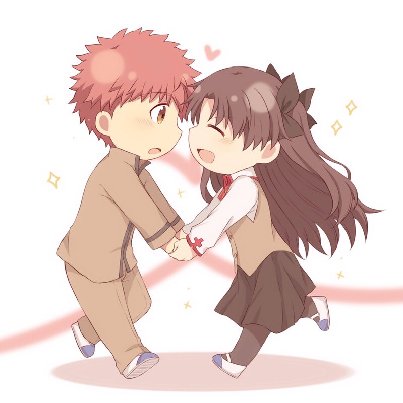 Chibi Anime Couple — Brown