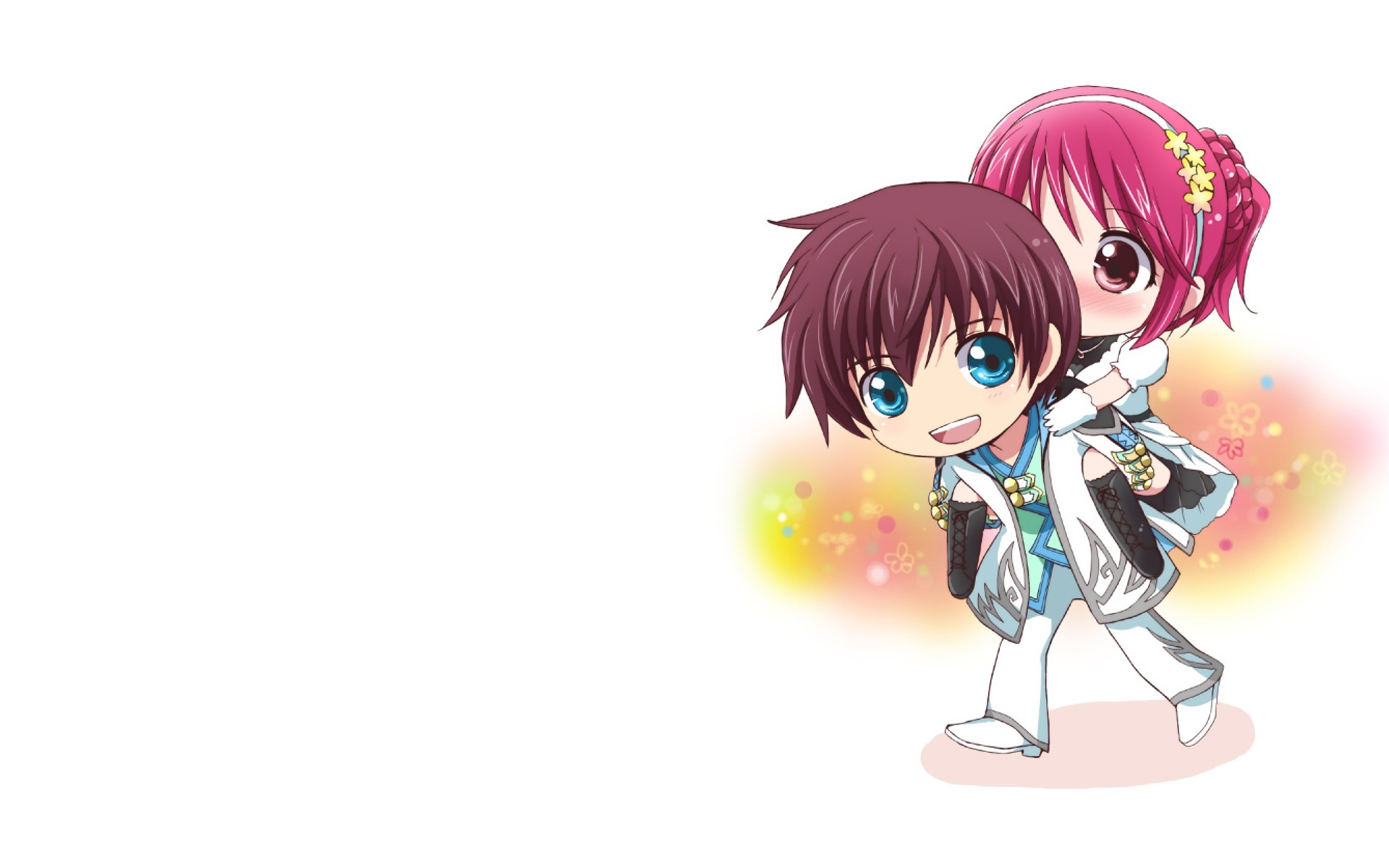 chibi anime couple hugging