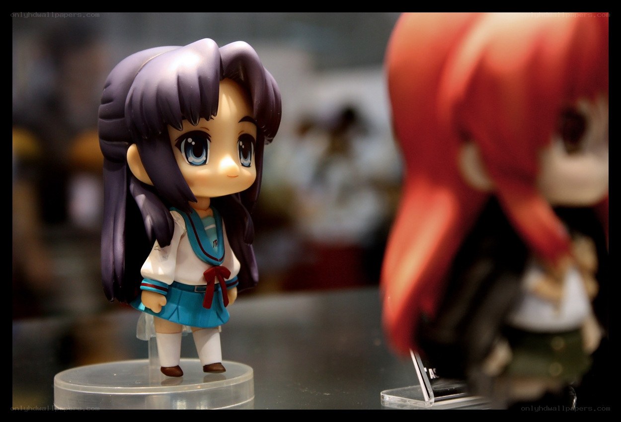 chibi anime figurines on display