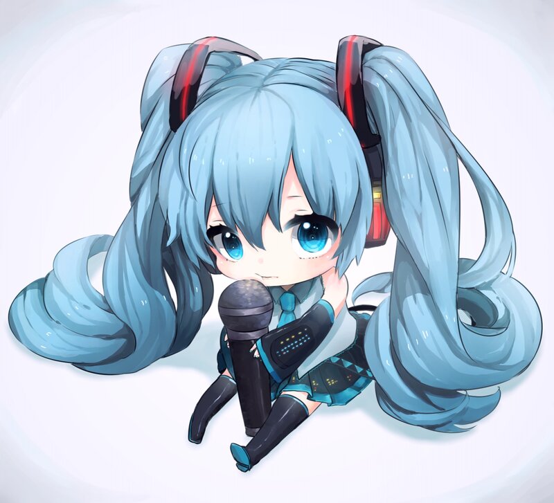 Chibi Anime Girl — Blue, Calm, Digital Art