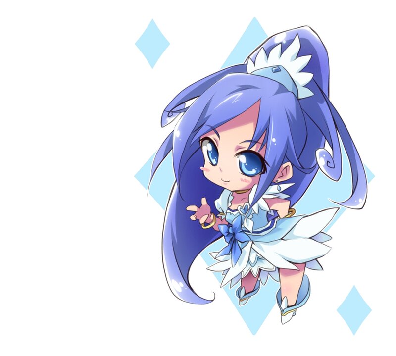 Chibi Anime Girl — Blue, Playful, Blue Hair, Blue Eyes