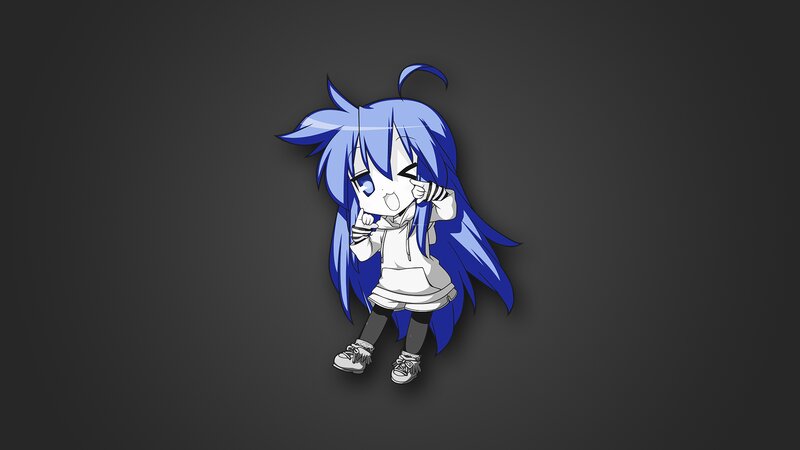 Chibi Anime Girl — Blue, Playful, Digital Art, Blue Hair