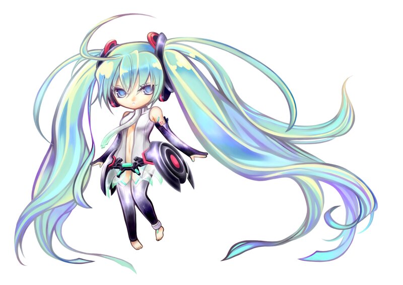 Chibi Anime Girl — Blue, Playful, Digital Art, Long Hair