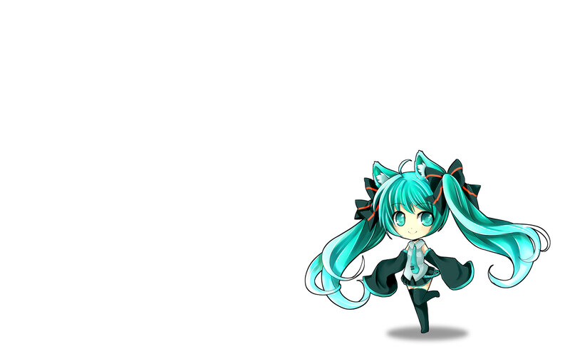 Chibi Anime Girl — Cyan, Playful, Cat Ears