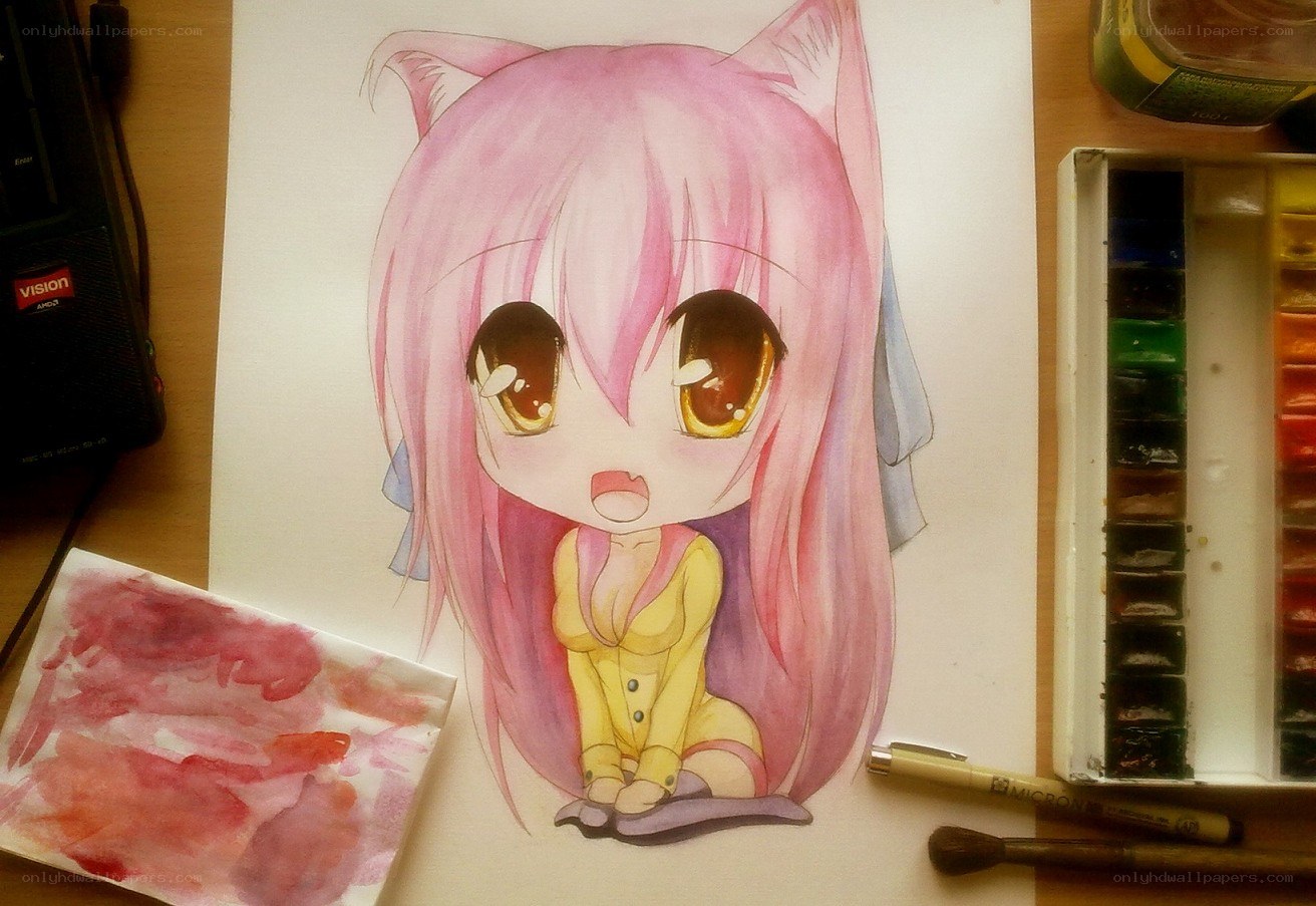 chibi anime girl drawing