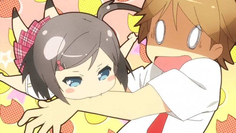 Chibi Anime Girl Hugging Boy