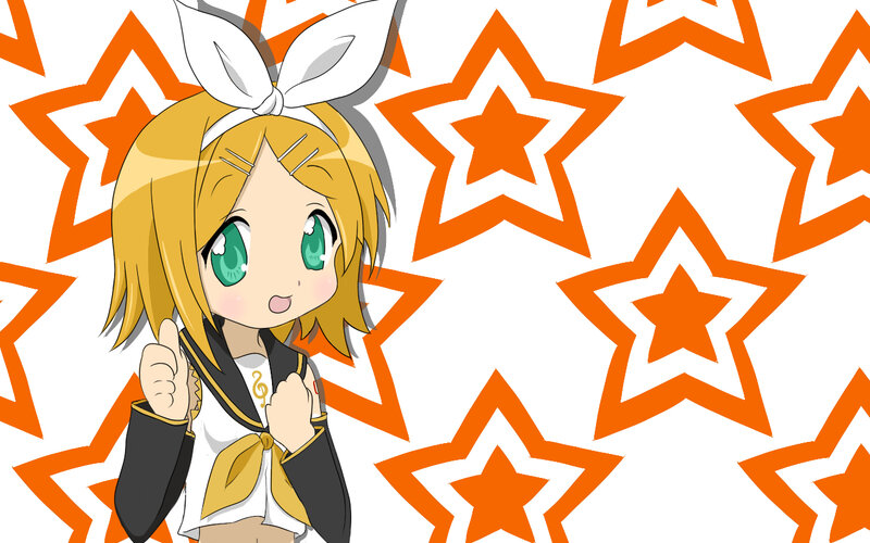 Chibi Anime Girl — Orange, Playful, Stars