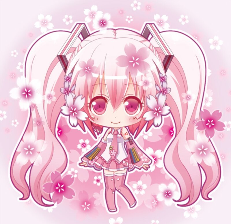 Chibi Anime Girl — Pink, Cheerful, Spring, Digital Art